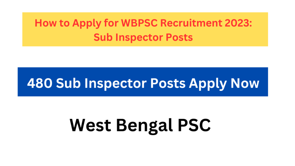 480 Sub Inspector Posts Apply Now